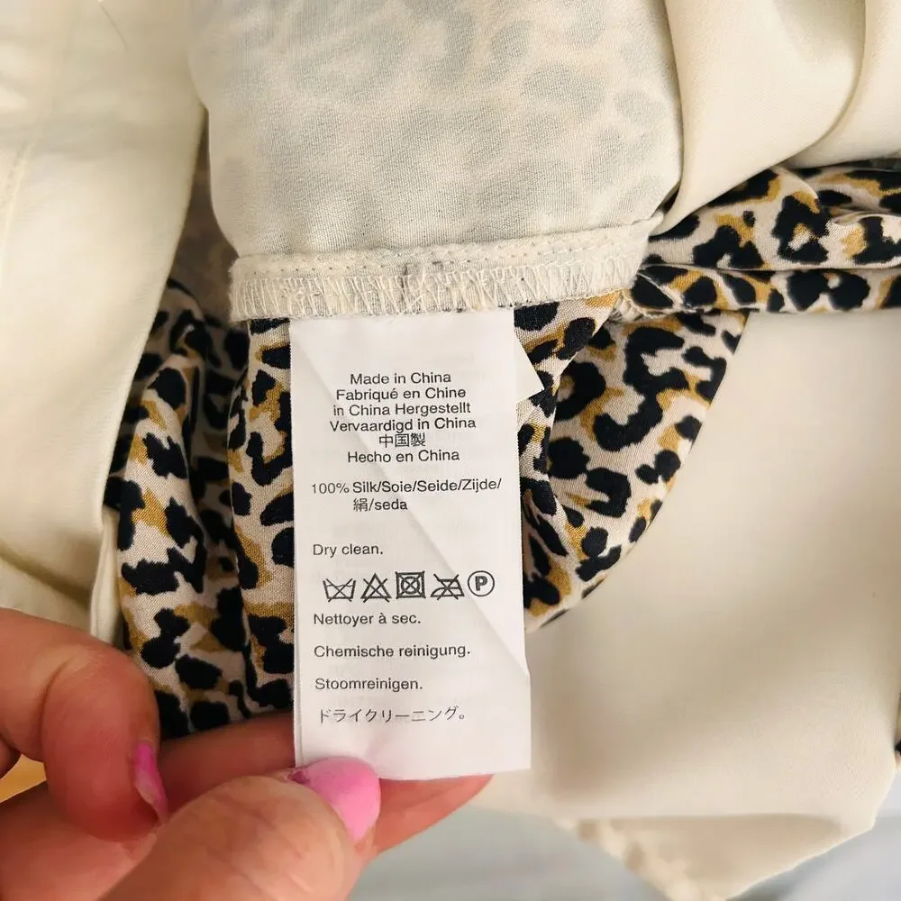 J.Crew Silk Leopard Print Wide Leg Cropped Pants Culottes Women's 12 J5692 EUC